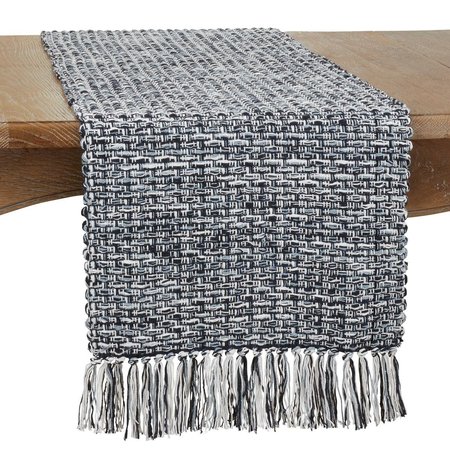 SARO 16 x 72 in. Woven Oblong Table Runner, Navy Blue 821.NB1672B